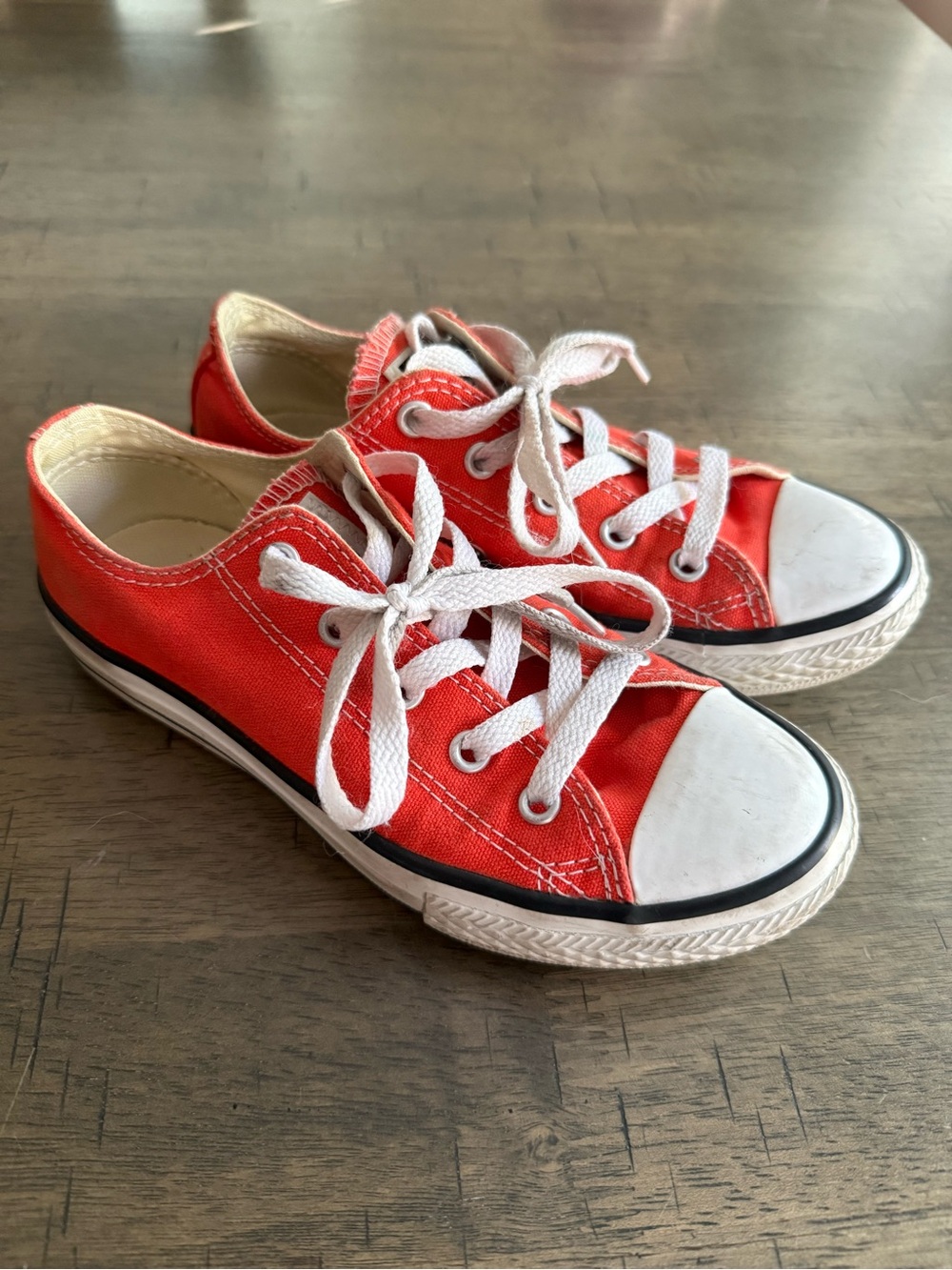 Converse Kids Low-Top Canvas Sneakers in Orange-Red with White Accents